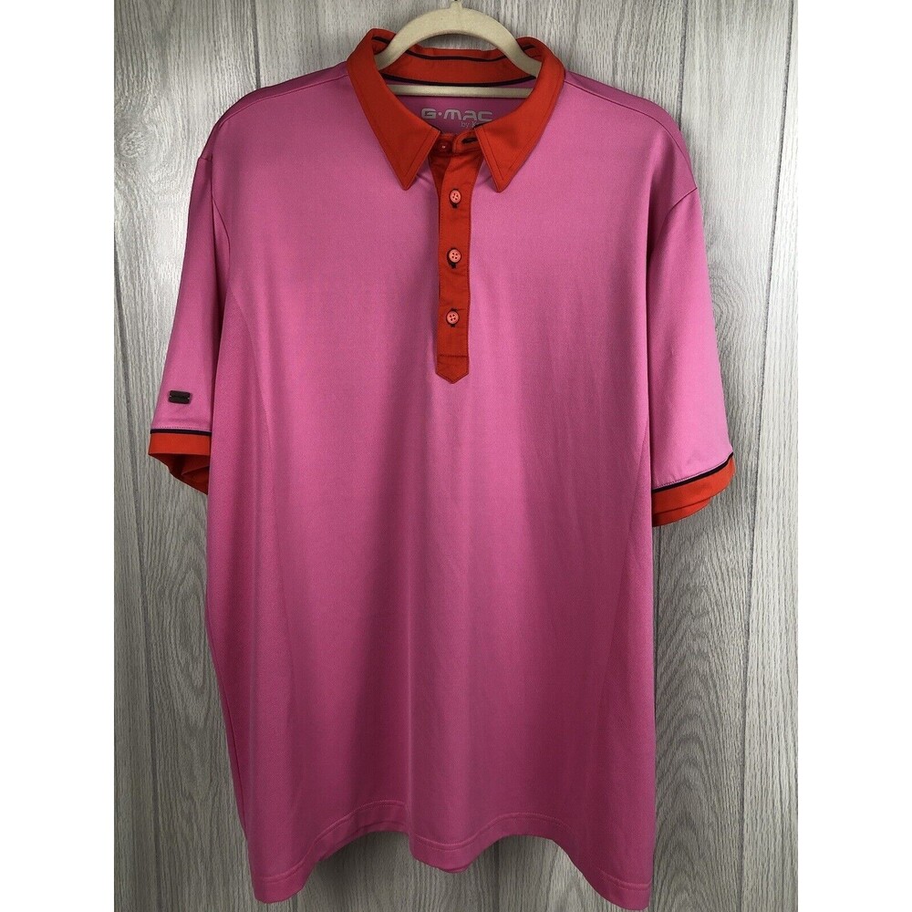 G-Mac by Kartel Men’s Extra Large XL Stretch Polo Golf Shirt Pink Orange